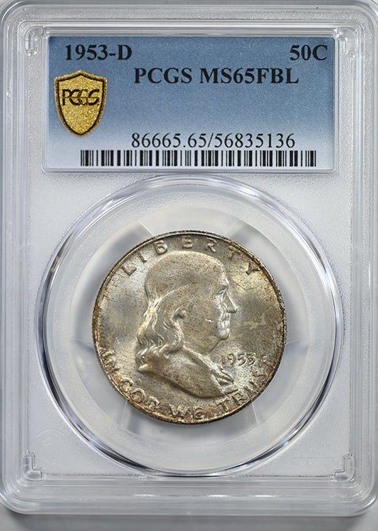 1953-D Franklin Half Dollar 50C PCGS MS65FBL - Full Bell Lines