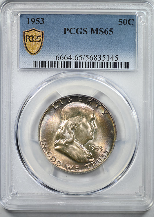 1953 Franklin Half Dollar 50C PCGS MS65 - TONED!