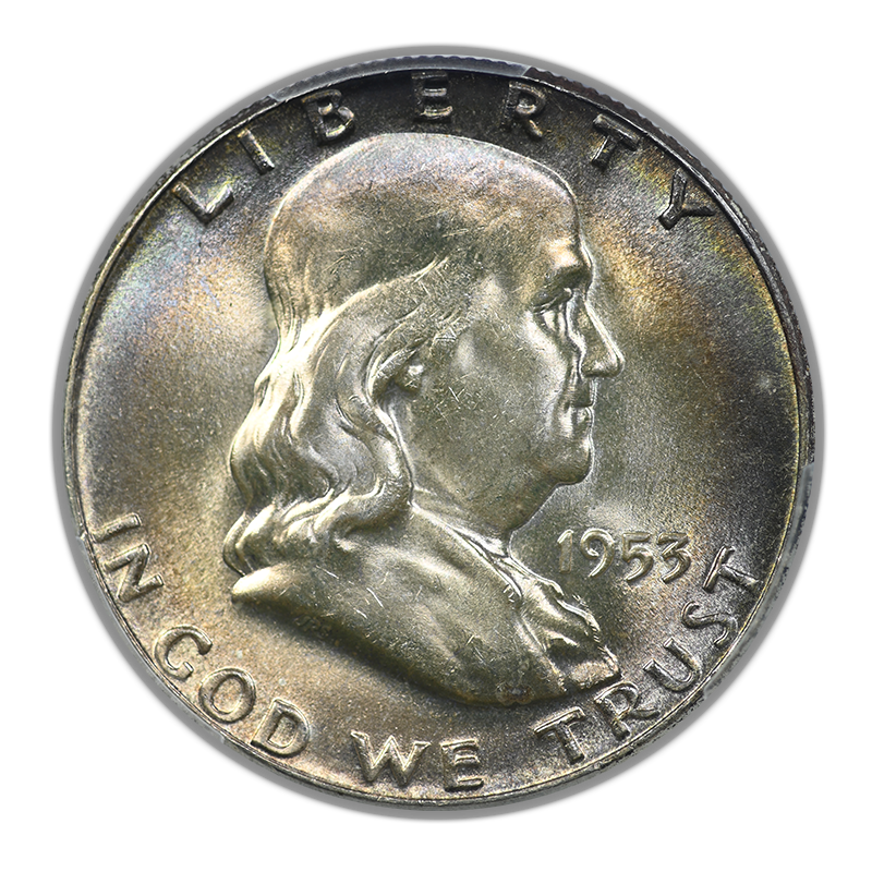 1953 Franklin Half Dollar 50C PCGS MS65 - TONED!