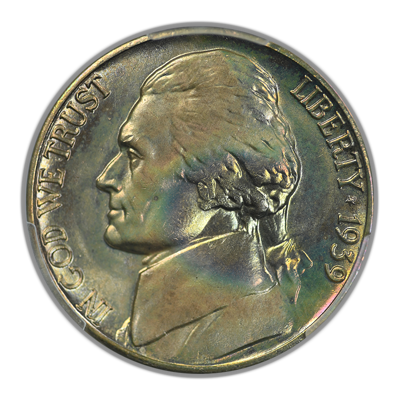 1939-D Jefferson Nickel 5C PCGS MS66 - Reverse of 1940 - TONED!