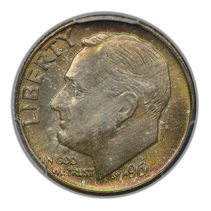 1961-D Roosevelt Dime 10C PCGS MS67 - TONED!