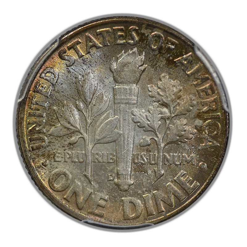 1961-D Roosevelt Dime 10C PCGS MS67 - TONED!