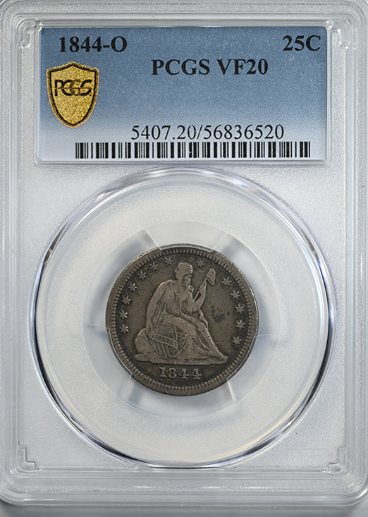 1844-O Liberty Seated Quarter 25C PCGS VF20