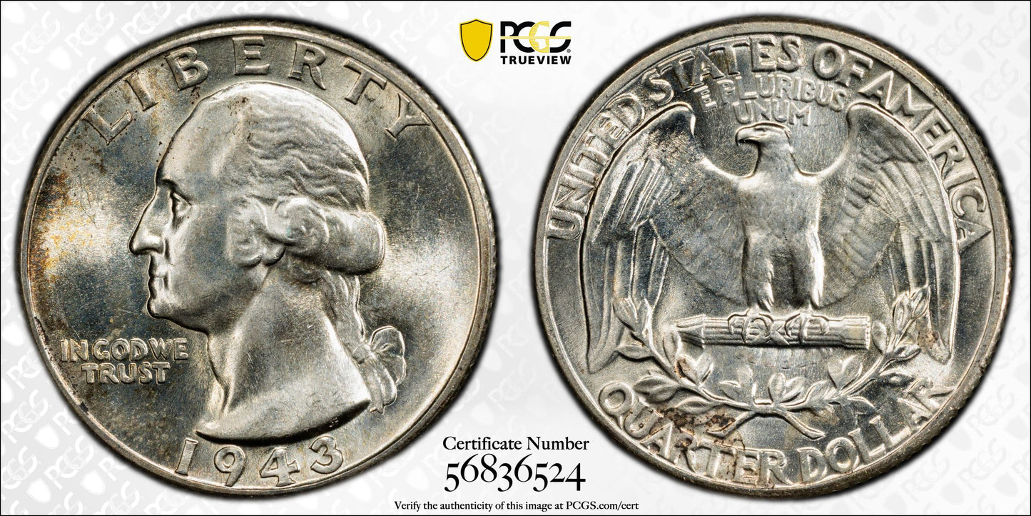 1943 Doubled Die Obverse Washington Quarter 25C PCGS MS63 DDO