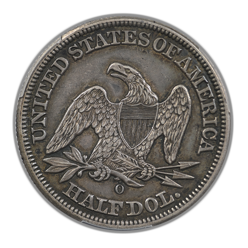 1855-O Liberty Seated Half Dollar 50C PCGS AU50 CAC - Arrows