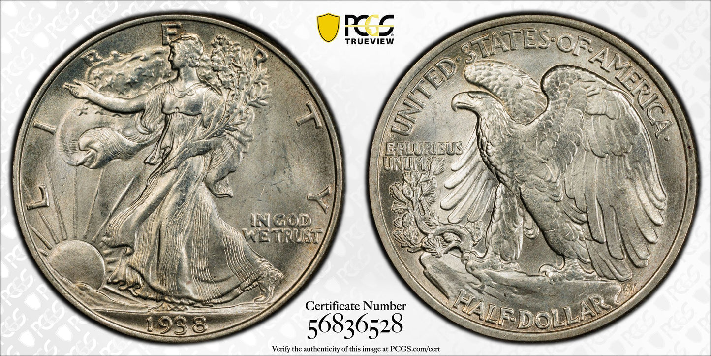1938 Walking Liberty Half Dollar 50C PCGS MS65