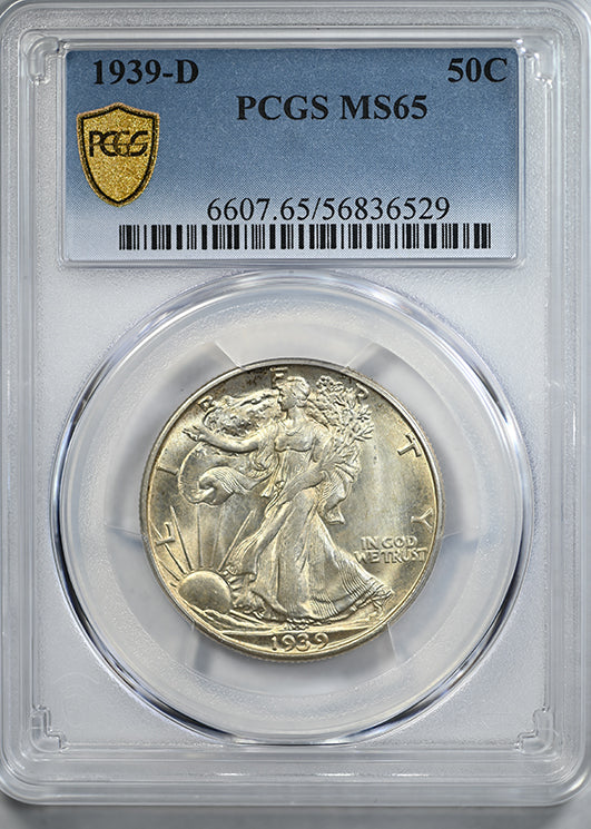 1939-D Walking Liberty Half Dollar 50C PCGS MS65