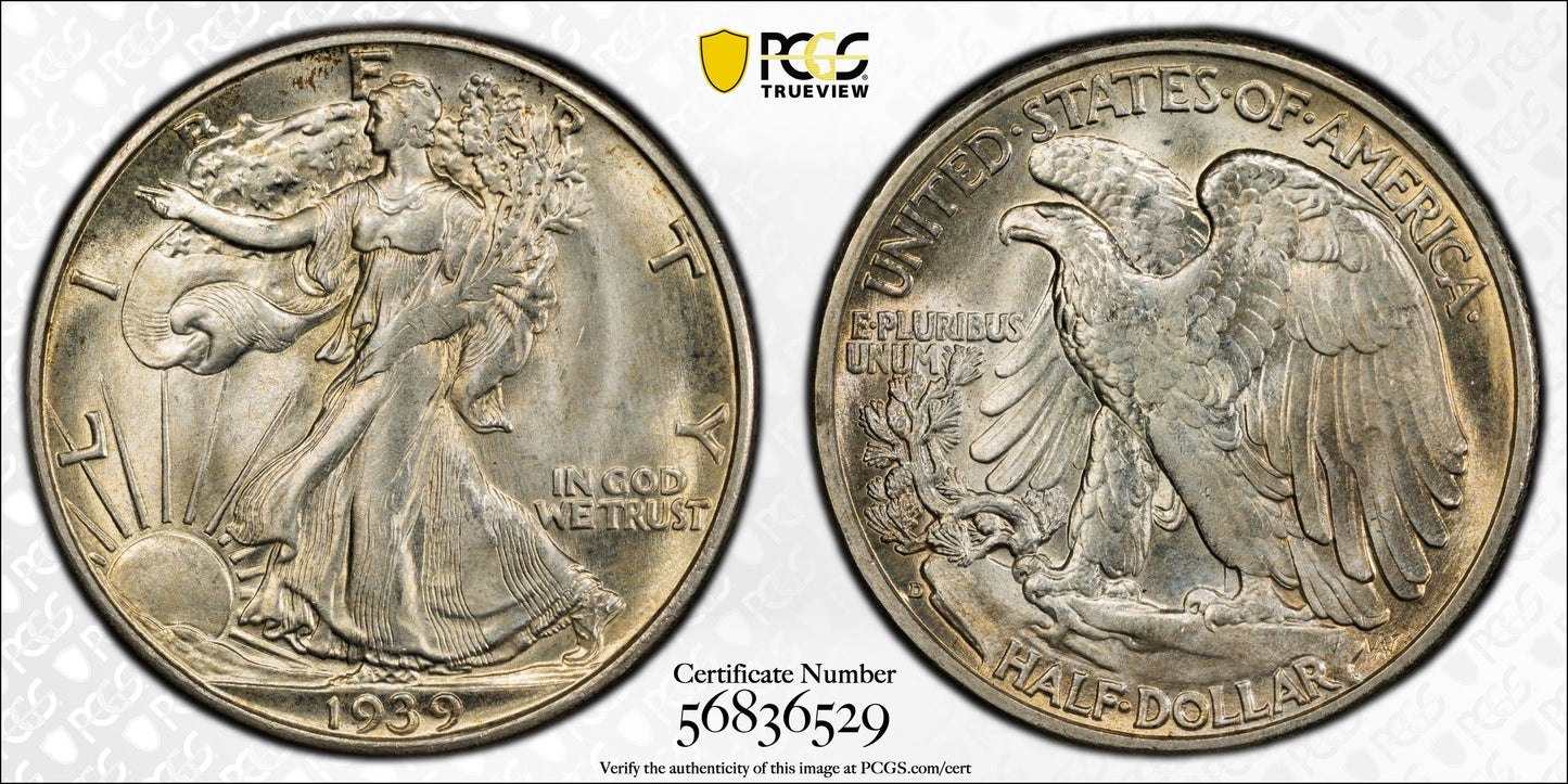 1939-D Walking Liberty Half Dollar 50C PCGS MS65