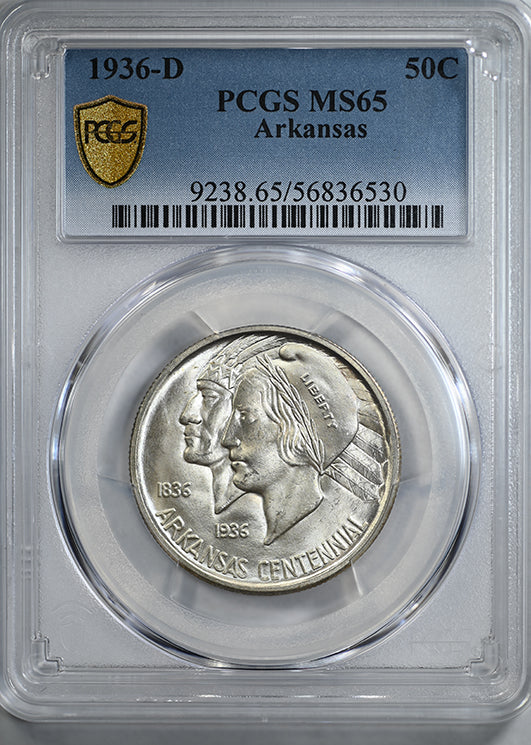 1936-D Arkansas Classic Commemorative Half Dollar 50C PCGS MS65
