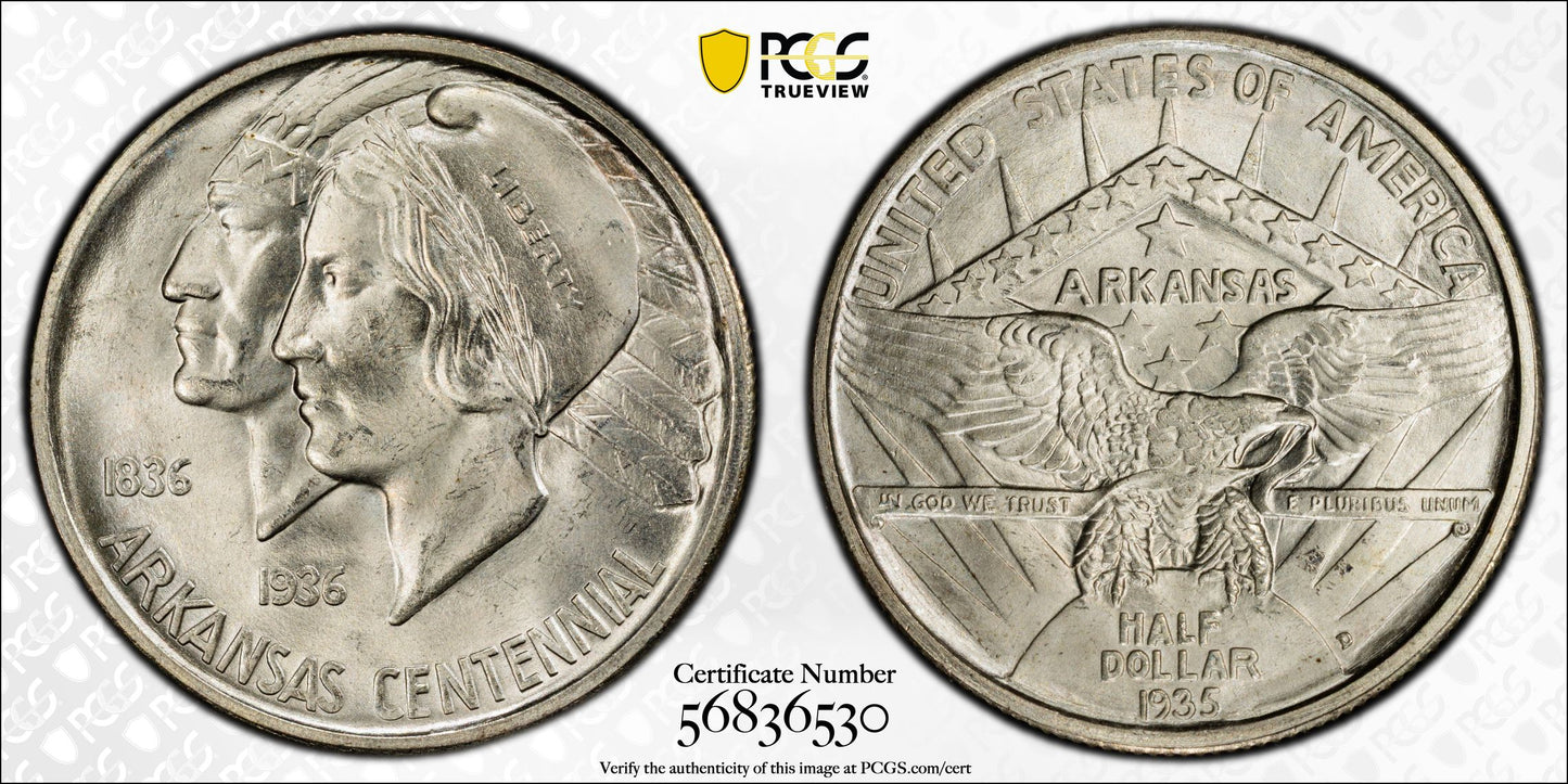 1936-D Arkansas Classic Commemorative Half Dollar 50C PCGS MS65