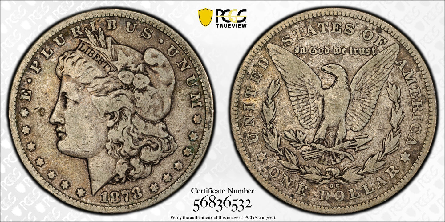 1878-CC Morgan Dollar $1 PCGS VG10 - TOP 100 VAM 6, Doubled Leaves