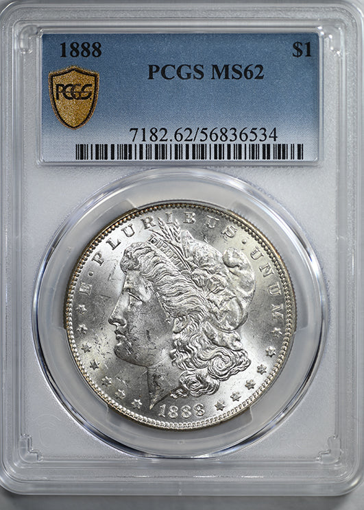1888 Morgan Dollar $1 PCGS MS62 - REVERSE RAINBOW TONED!