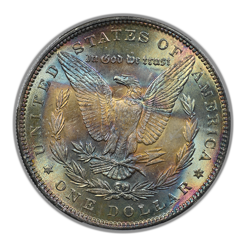 1888 Morgan Dollar $1 PCGS MS62 - REVERSE RAINBOW TONED!