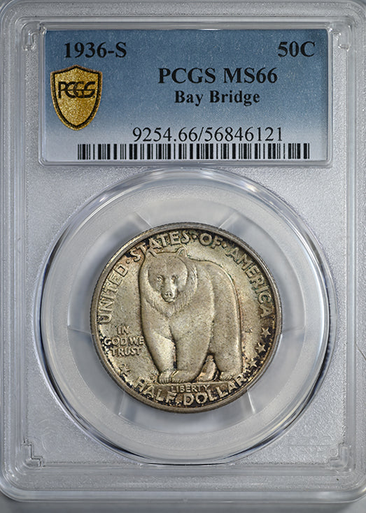 1936-S Bay Bridge Classic Commemorative Half Dollar 50C PCGS MS66