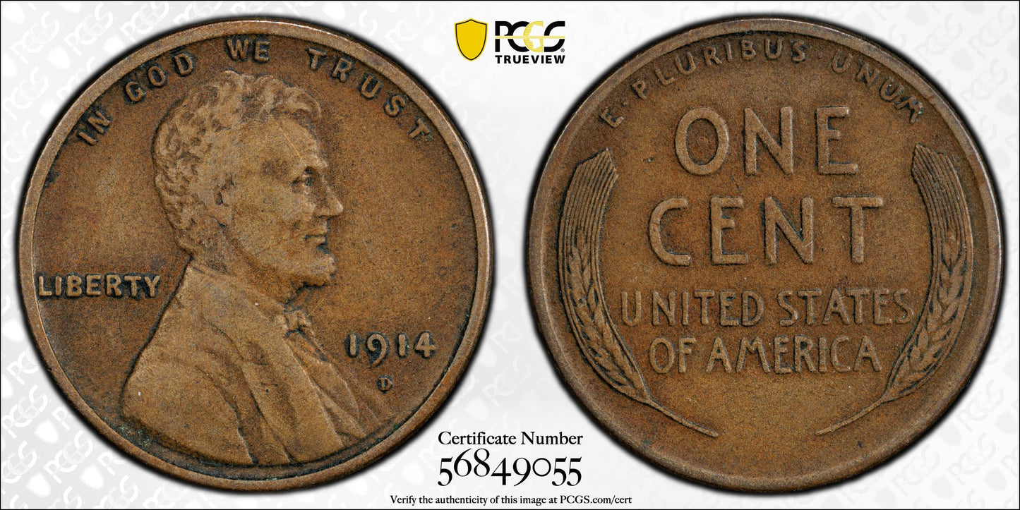 1914-D Lincoln Wheat Cent 1C PCGS VF30