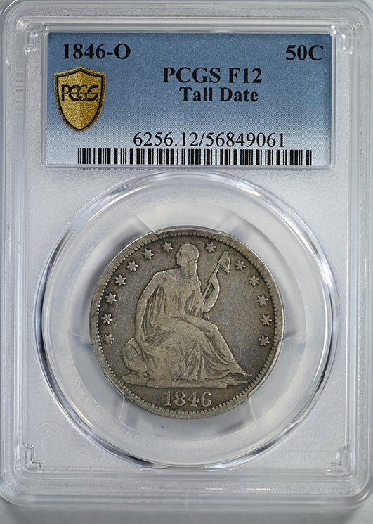 1846-O Liberty Seated Half Dollar 50C PCGS F12 - Tall Date