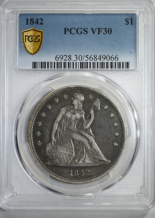 1842 Liberty Seated Dollar $1 PCGS VF30