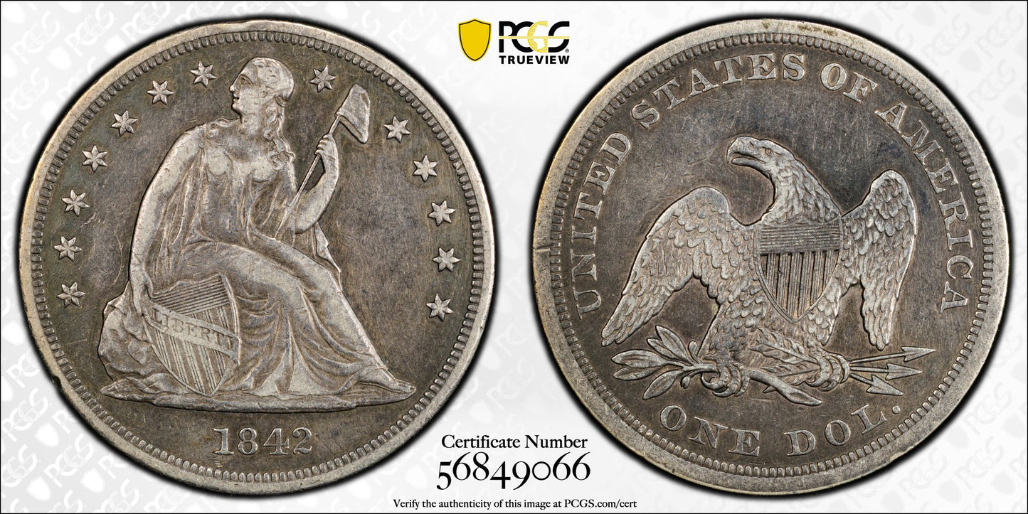 1842 Liberty Seated Dollar $1 PCGS VF30