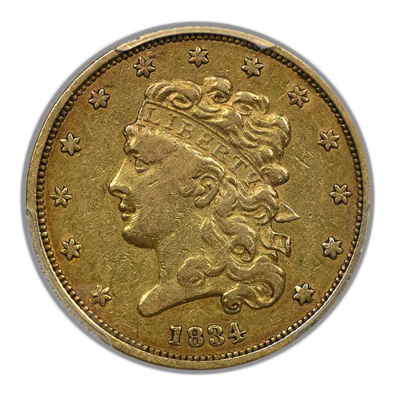 1834 Classic Head Gold Half Eagle $5 PCGS XF40 - Plain 4