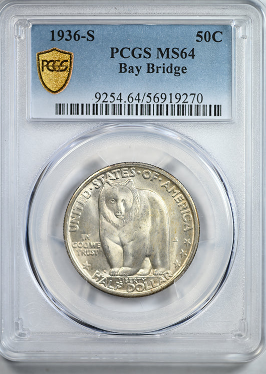 1936-S Bay Bridge Classic Commemorative Half Dollar 50C PCGS MS64