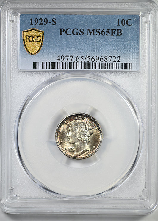 1929-S Mercury Dime 10C PCGS MS65FB - Full Bands
