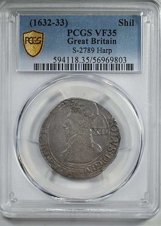 (1632-33) Great Britain Shilling PCGS VF35 S-2789 Harp