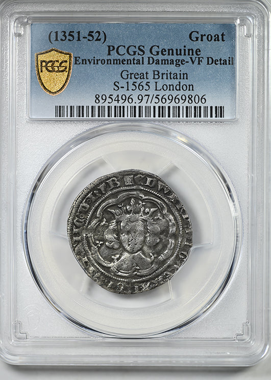(1351-52) Great Britain Groat PCGS Genuine VF Detail S-1565 London