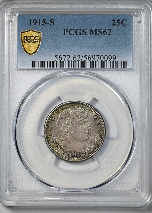 1915-S Barber Quarter 25C PCGS MS62