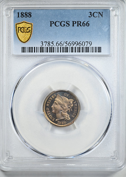 1888 Proof Three Cent Nickel Piece 3CN PCGS PR66