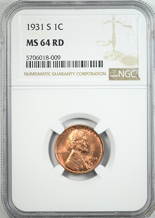 1931-S Lincoln Wheat Cent 1C NGC MS64RD