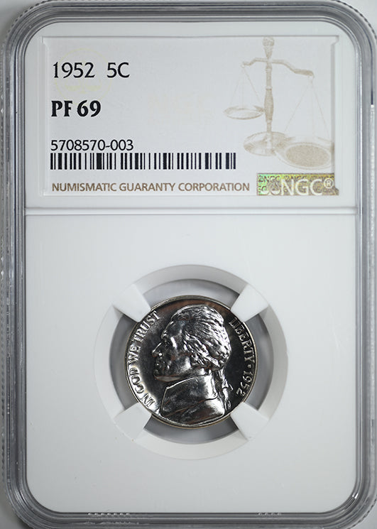 1952 Proof Jefferson Nickel 5C NGC PF69