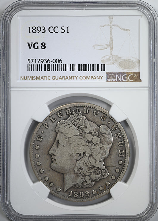 1893-CC Morgan Dollar $1 NGC VG8