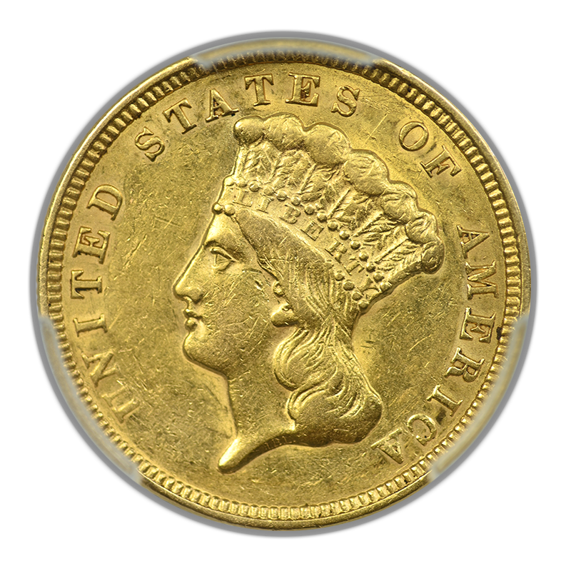 1856 Indian Princess Gold Three Dollar Piece $3 PCGS AU50