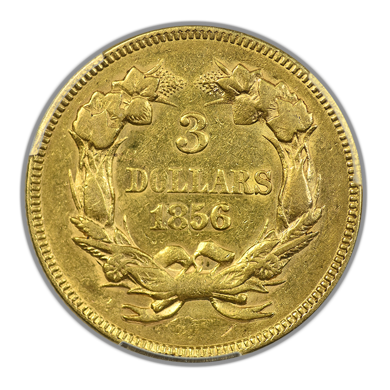 1856 Indian Princess Gold Three Dollar Piece $3 PCGS AU50
