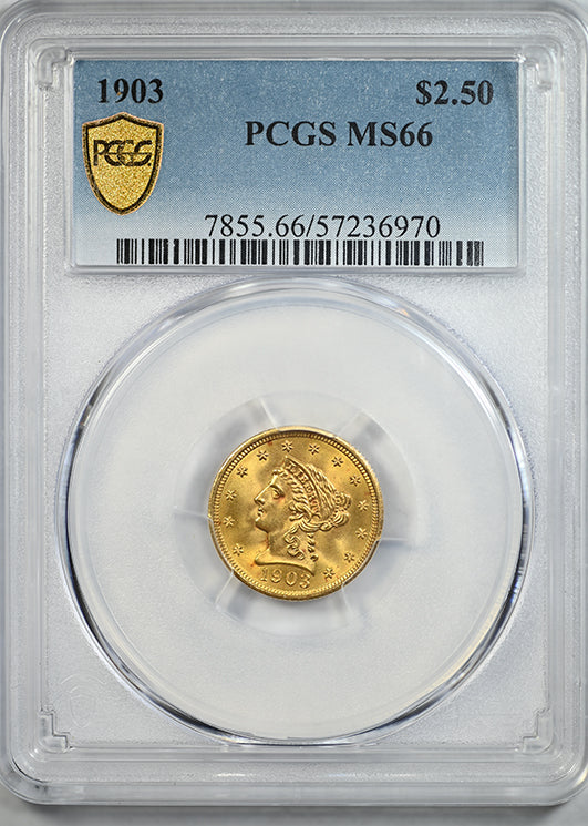 1903 Liberty Head Gold Quarter Eagle $2.50 PCGS MS66