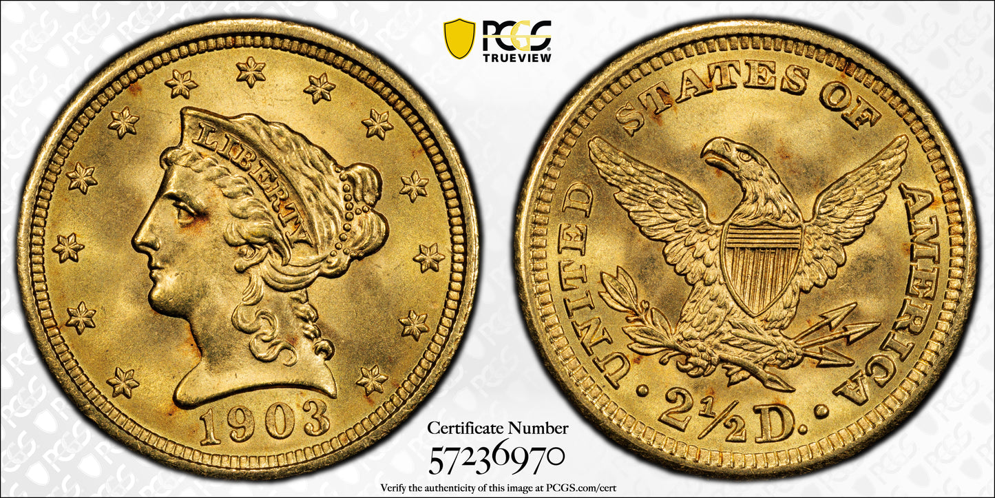 1903 Liberty Head Gold Quarter Eagle $2.50 PCGS MS66
