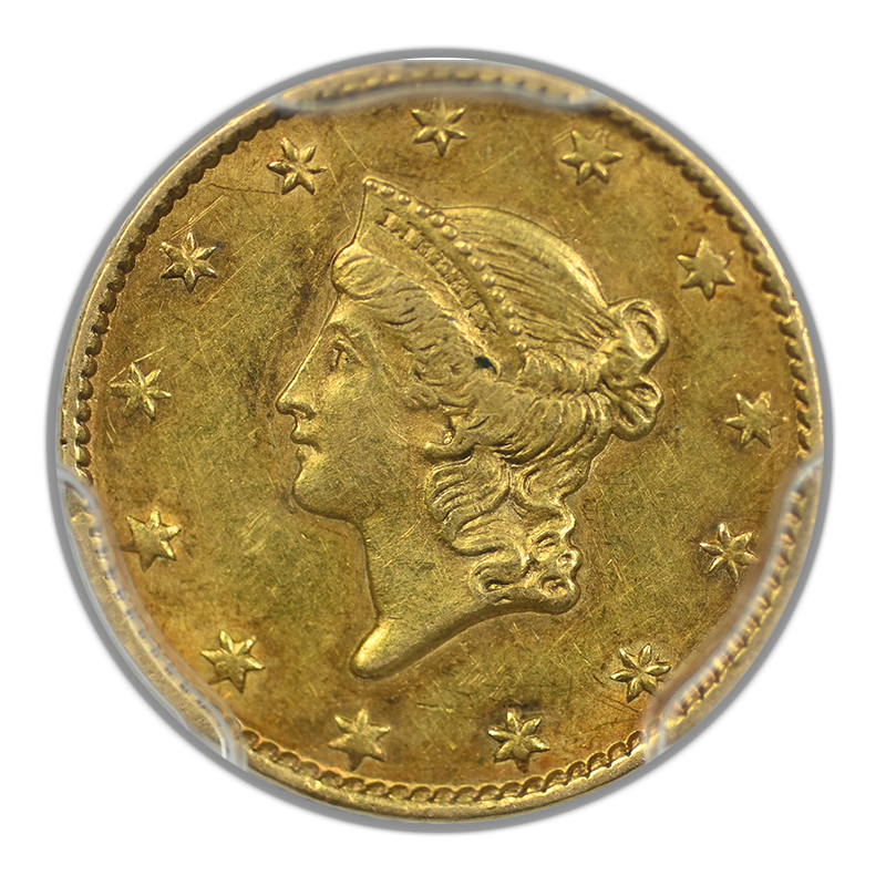 1849 Type 1 Liberty Head Gold Dollar G$1 PCGS AU55 - Open Wreath