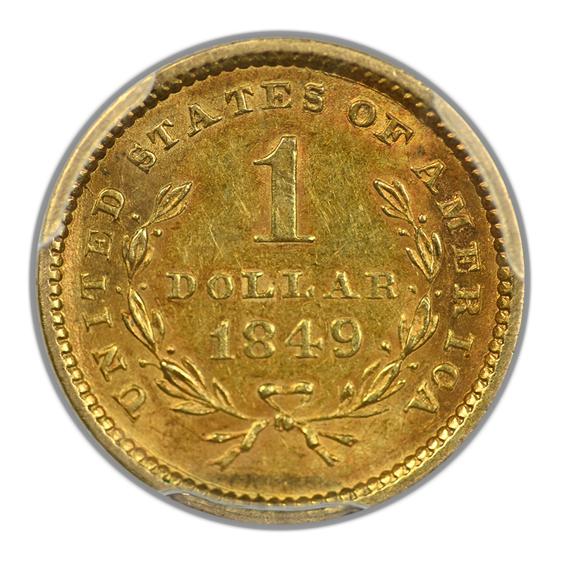 1849 Type 1 Liberty Head Gold Dollar G$1 PCGS AU55 - Open Wreath