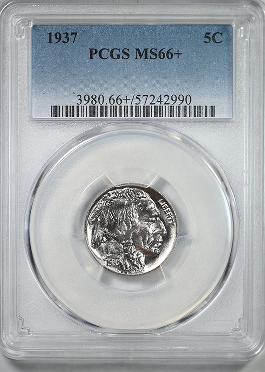 1937 Buffalo Nickel 5C PCGS MS66+