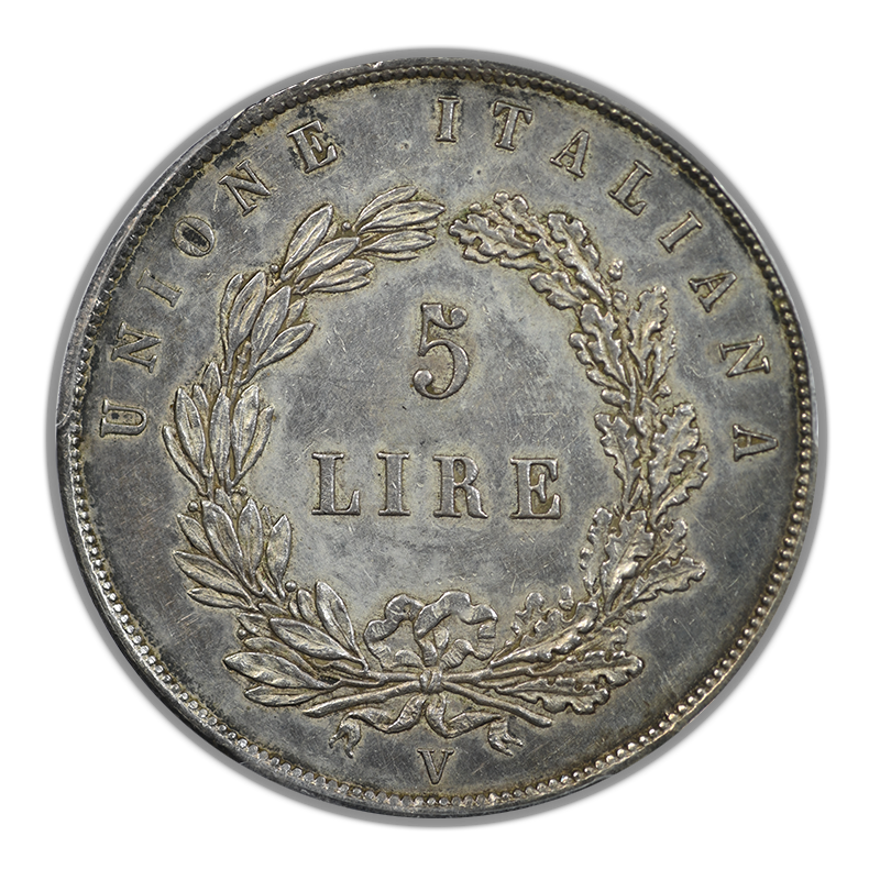 1848-V Italy-Venice 5L Lire PCGS Genuine AU Detail C-186