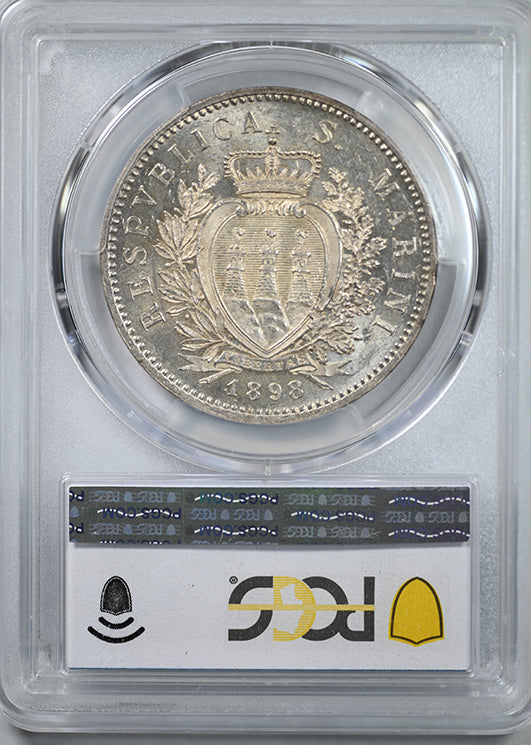 1898-R San Marino 5L Lire PCGS MS61