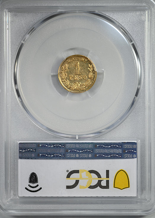 1899-Mo M Mexico Gold Peso PCGS MS62 KM-410.5