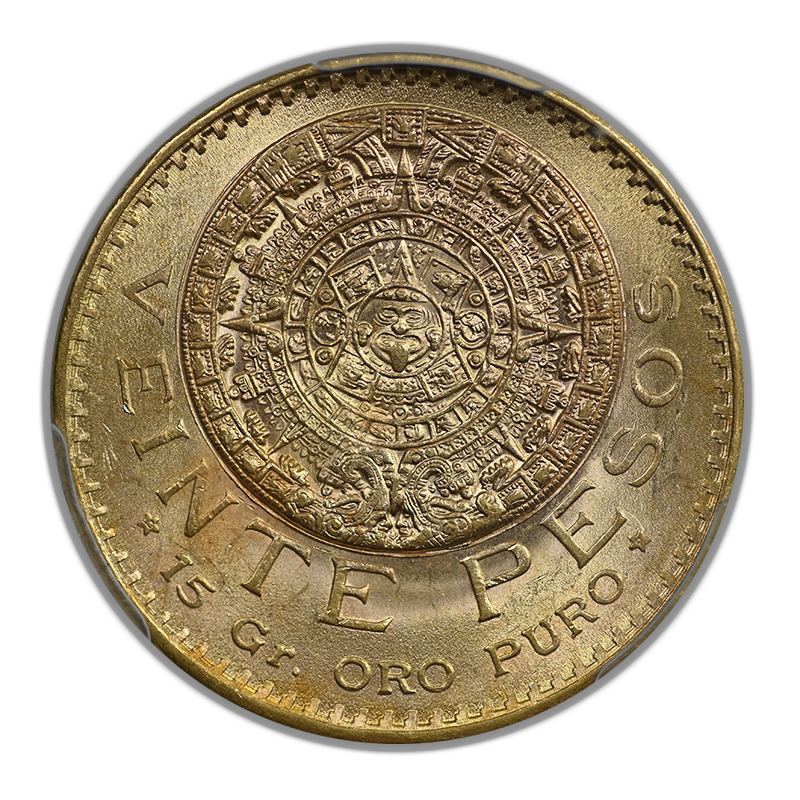 1921/11 Mexico Gold 20P Pesos PCGS MS63