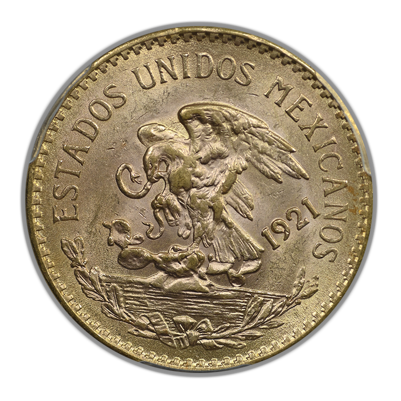 1921/11 Mexico Gold 20P Pesos PCGS MS63