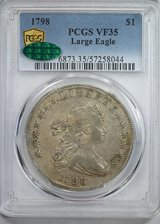 1798 Draped Bust Dollar $1 PCGS VF35 CAC - Large Eagle