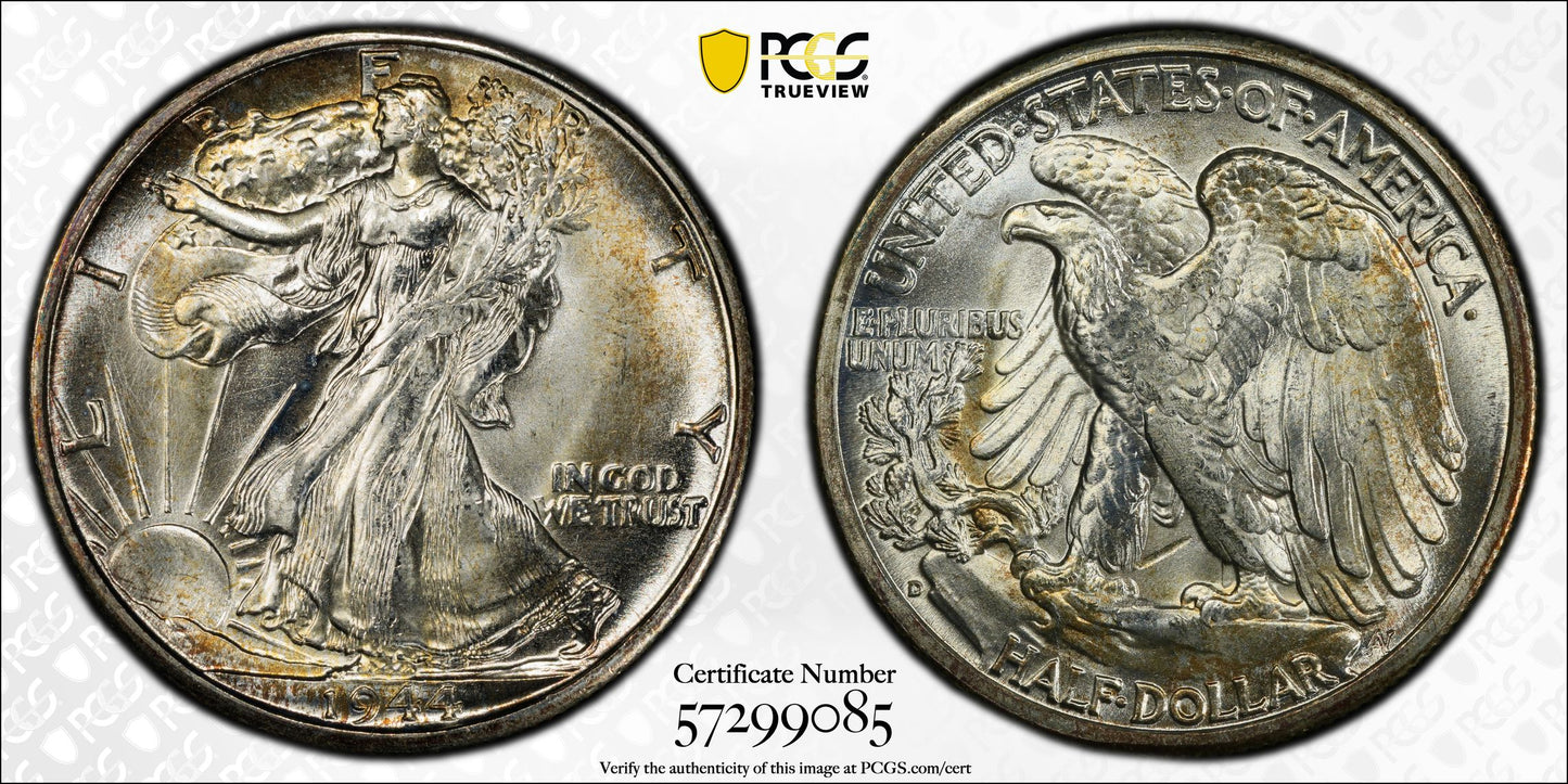 1944-D Walking Liberty Half Dollar 50C PCGS MS67