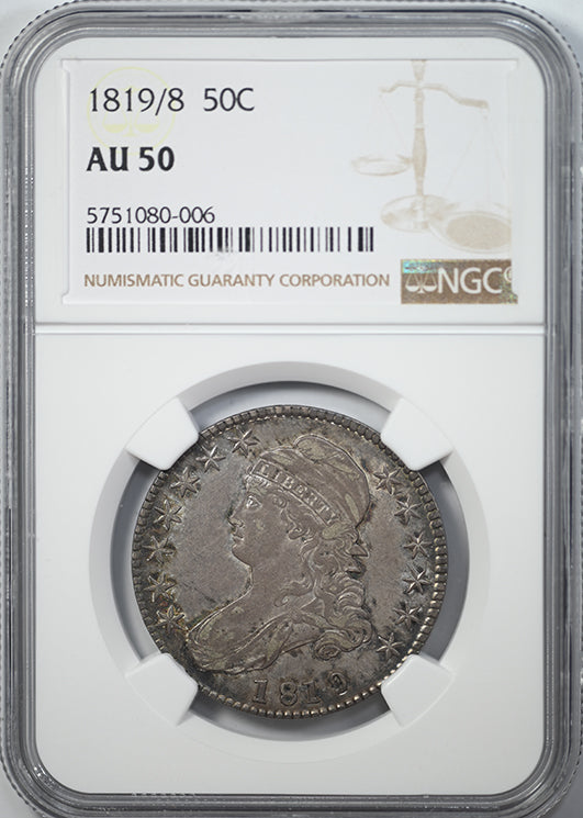 1819/8 Capped Bust Half Dollar 50C NGC AU50 Obverse Slab