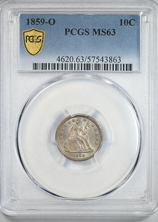 1859-O Liberty Seated Dime 10C PCGS MS63