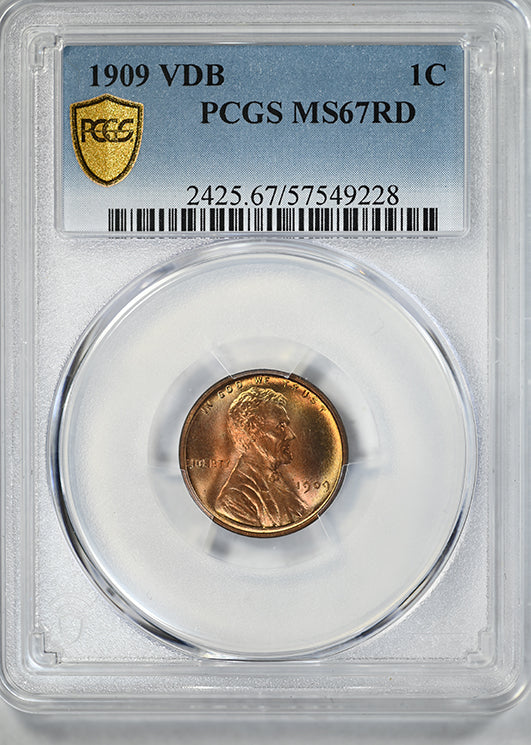 1909 VDB Lincoln Wheat Cent 1C PCGS MS67RD