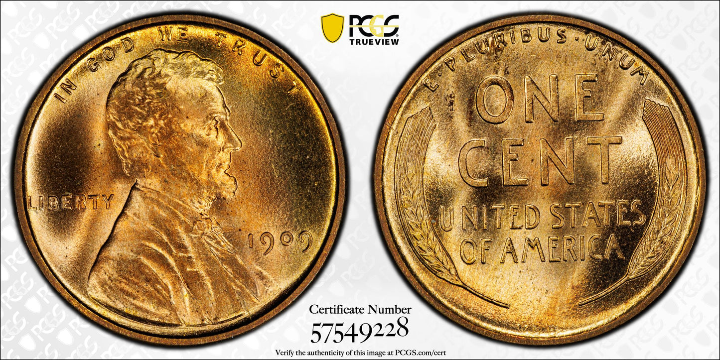 1909 VDB Lincoln Wheat Cent 1C PCGS MS67RD